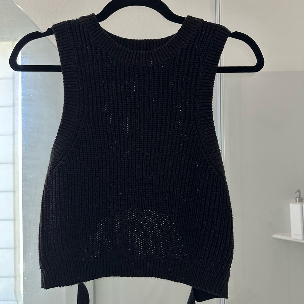 Divided Black Knit Sleeveless Top